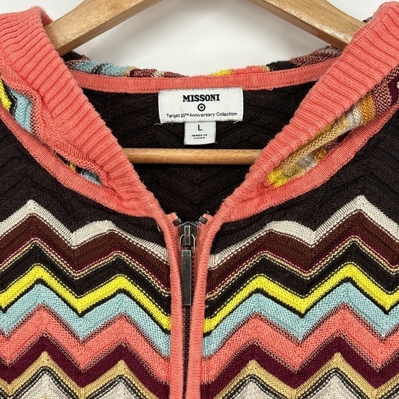 Missoni For Target Multicolor V Neck ZigZag Full-Zip Cardigan Sweater Size Lg - Picture 4 of 9